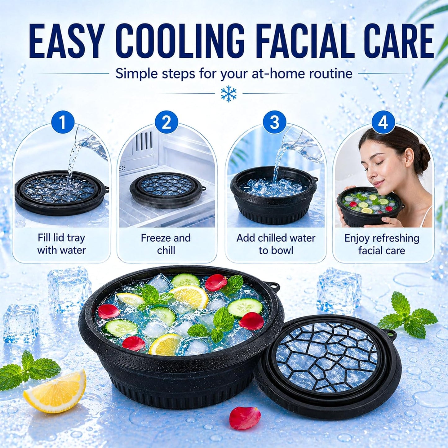 Face Bowl for Ice with Built in Ice Tray
