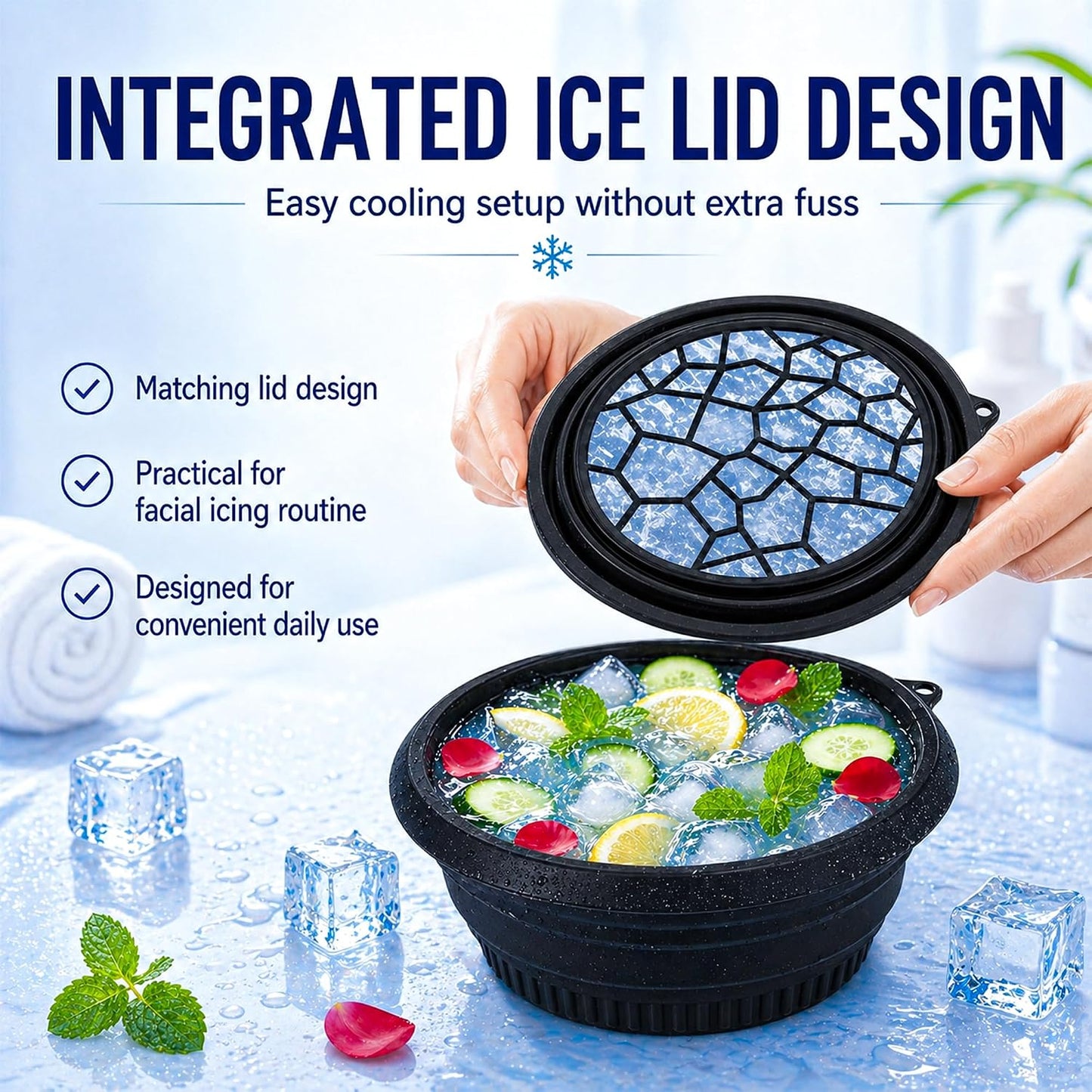 Face Bowl for Ice with Built in Ice Tray