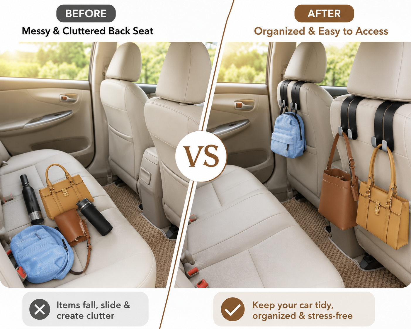 Car Hooks for Headrest (Pack of 2)