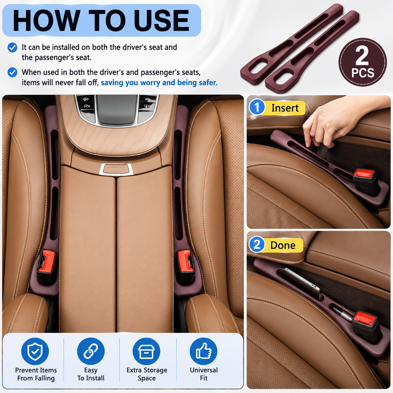 Car Seat Gap Filler(pack of 2)