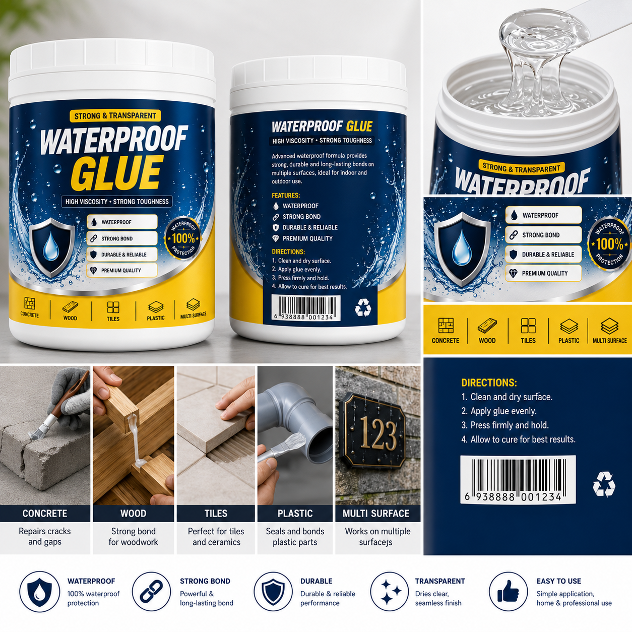 Transparent waterproof glue